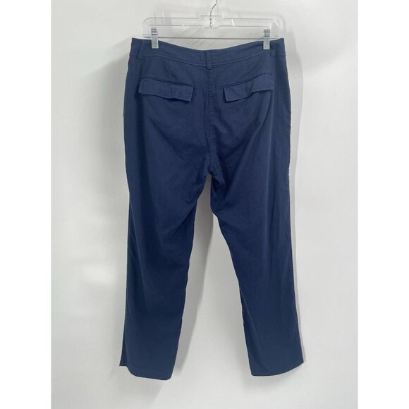 Eileen Fisher Straight Leg Linen Pants Navy Blue Sz 8 - Picture 4 of 5